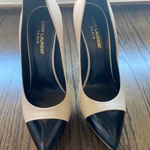YSL Cream and Black pump